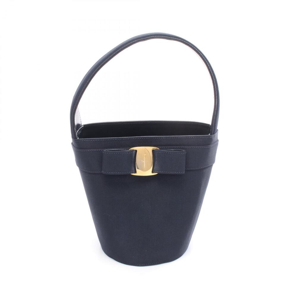 Salvatore Ferragamo Vara Ribbon Handbag Suede Black